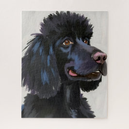 Schwarzer Pudel | Hund Wasserfarbe Haustier Kunst Puzzle