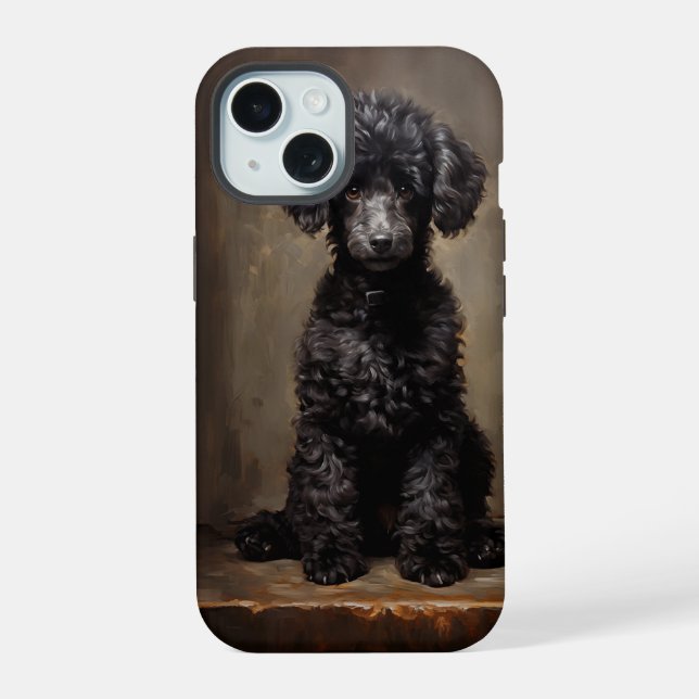 Schwarzer Pudel  iPhone 15 Hülle (Rückseite)