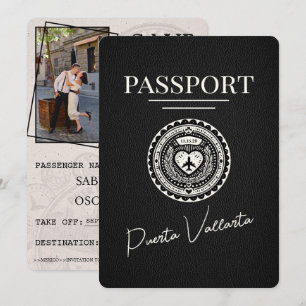 Schwarzer Puerta Vallarta Reisepass Save The Date