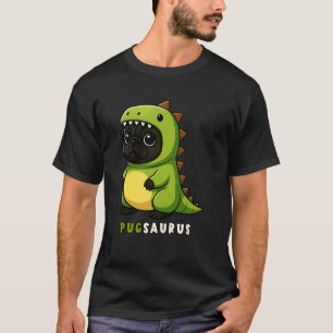 Schwarzer Pug Saurus Dinosaurier Kostüm Trex Tierl T-Shirt