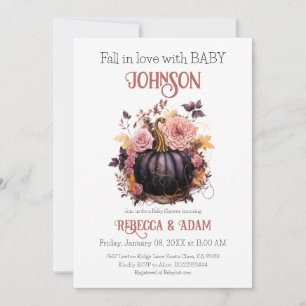 Schwarzer Pumpkin Floral Fall in Liebe mit Babydus Einladung
