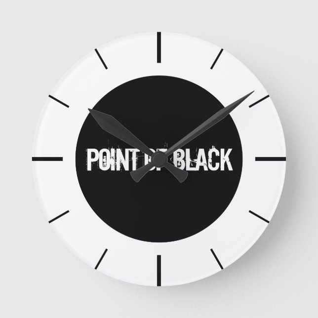 "Schwarzer Punkt" Runde Wanduhr (Vorderseite)
