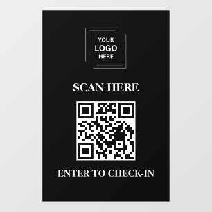 Schwarzer QR-Code Check-In Geschäft Fensteraufkleb Fensteraufkleber