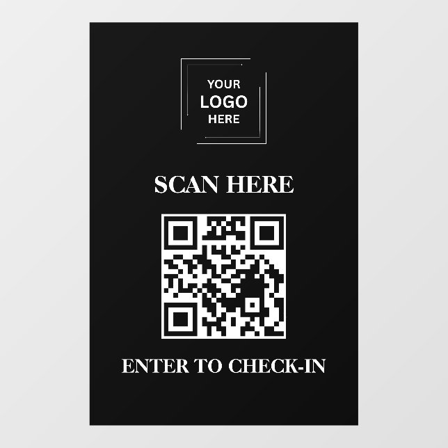 Schwarzer QR-Code Check-In Geschäft Fensteraufkleb Fensteraufkleber (Blatt)