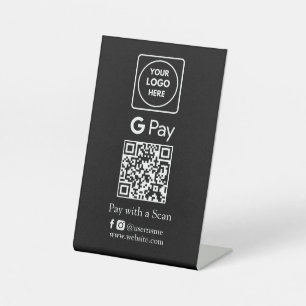 Schwarzer QR-Code Google Pay kontaktlose Zahlung Sockelschild