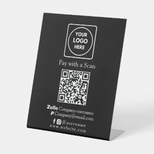 Schwarzer QR-Code Zelle- und PayPal-Unternehmung Sockelschild