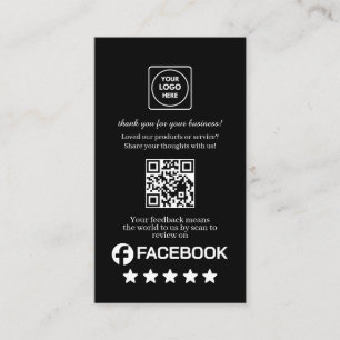 Schwarzer QR   Facebook Bewertungen Benutzerdefini Visitenkarte