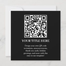 Schwarzer QR | modernes minimalistisches quadratis Einladung