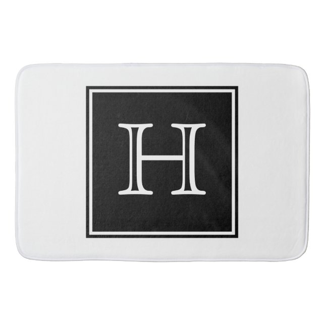 Schwarzer Quadrat Monogram Bath Mat Badematte (Vorderseite)