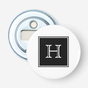 Schwarzer Quadrat Monogram Magnet Flaschenöffner