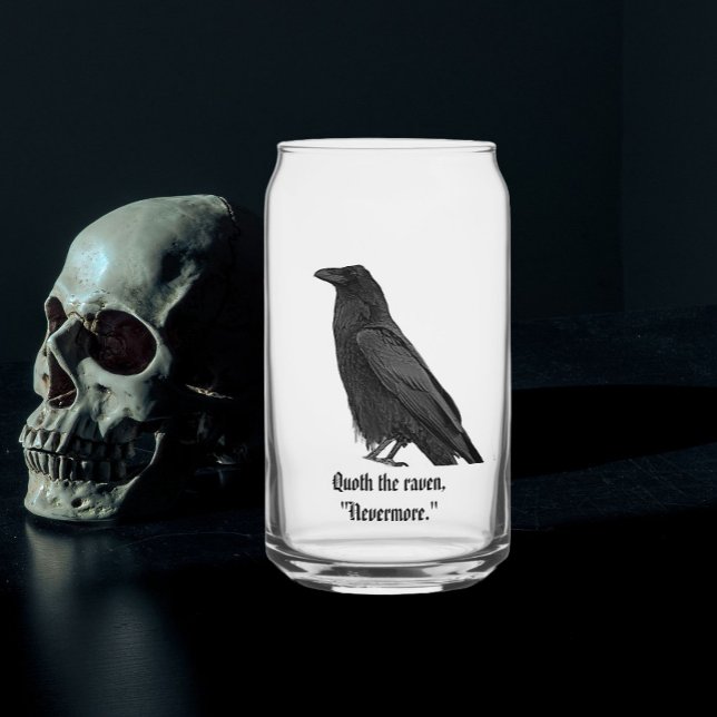 Schwarzer Rabe mit Poe-Zitat Dosenglas (In Situ Halloween)