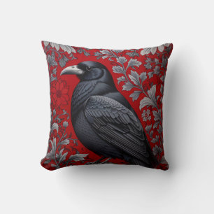 Schwarzer Rabe Rote Floral William Morris Inspirie Kissen