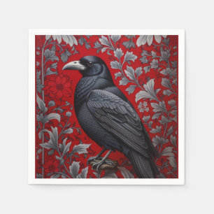 Schwarzer Rabe Rote Floral William Morris Inspirie Serviette