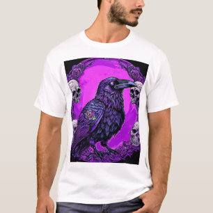 Schwarzer Rabe und Totenköpfe T-Shirt
