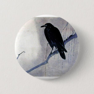 Schwarzer Raben-Vogel Button