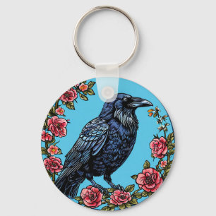 Schwarzer Raben-Vogel Schlüsselanhänger Taschenanh