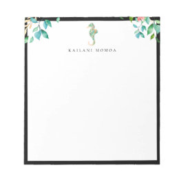 Schwarzer Rahmen aus botanischem Seepferd Notizblock