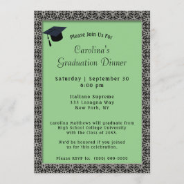 Schwarzer Rahmen Dinner Cap Light Green Abschluss Einladung