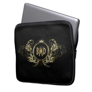 Schwarzer Rahmen mit falschem Glitter und girly Bl Laptopschutzhülle