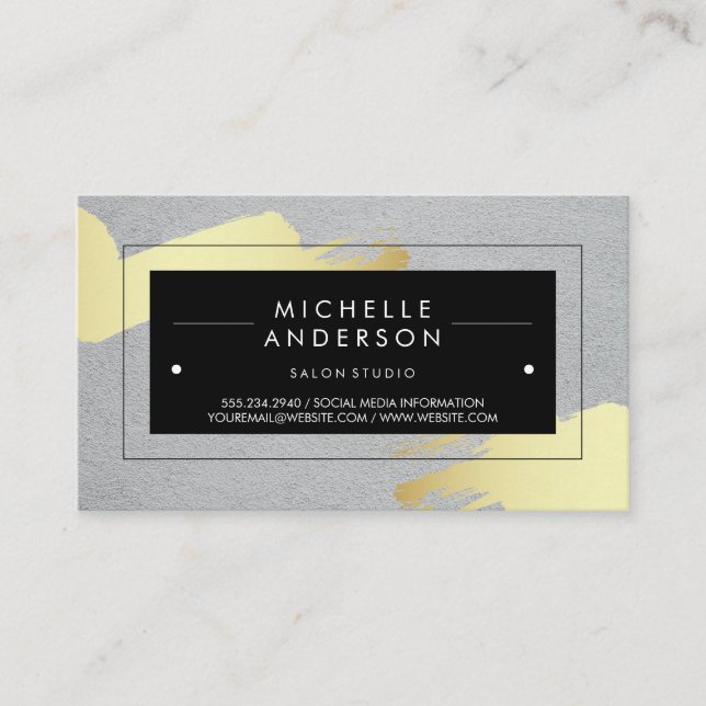 Schwarzer Rahmen / Moderne Bürste Visitenkarte (Vorderseite)