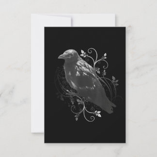 Schwarzer Raven mit Filigree-Blätter Odin Wikings RSVP Karte
