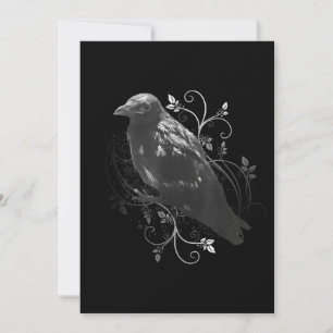Schwarzer Raven mit Filigree-Blätter Odin Wikings  Save The Date
