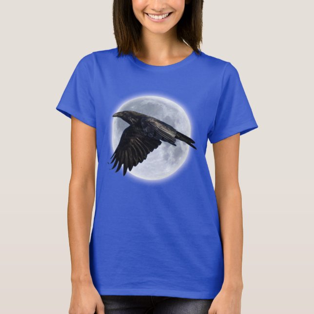 Schwarzer Raven und Vollmond T-Shirt (Vorderseite)