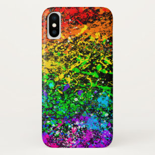 Schwarzer Regenbogen-Farbfarben-Spritzer bunt Case-Mate iPhone Hülle