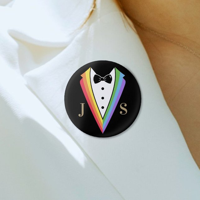 Schwarzer Regenbogen Personalisierte Trauzeugen Ga Button (Von Creator hochgeladen)