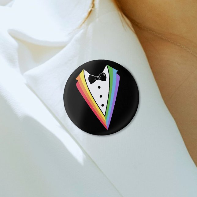 Schwarzer Regenbogen Personalisierte Trauzeugen Ga Button (Von Creator hochgeladen)