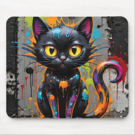 Schwarzer Regenbogen-Spritzer Mousepad