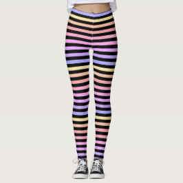 Schwarzer Regenbogen Streifen Muster Leggings