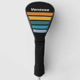 Schwarzer Regenbogen über Streifen mit Namen Golf Headcover