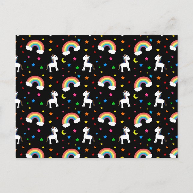 Schwarzer Regenbogen vereint Herz-Sternenmuster Postkarte (Vorderseite)
