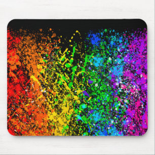Schwarzer Regenbogenfarbenfarbe Spritzer farbig Mousepad