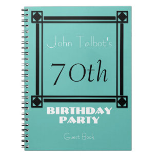 Schwarzer Retrorahmen 70th Birthday Party GuestBoo Notizblock