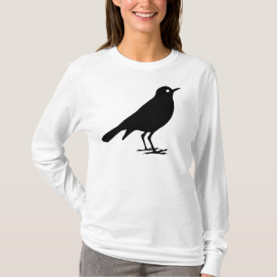 Schwarzer Robin-Vogel-Druck T-Shirt