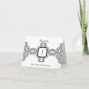 Schwarzer Romance Monogramm-Jahrestag danken Ihnen Dankeskarte