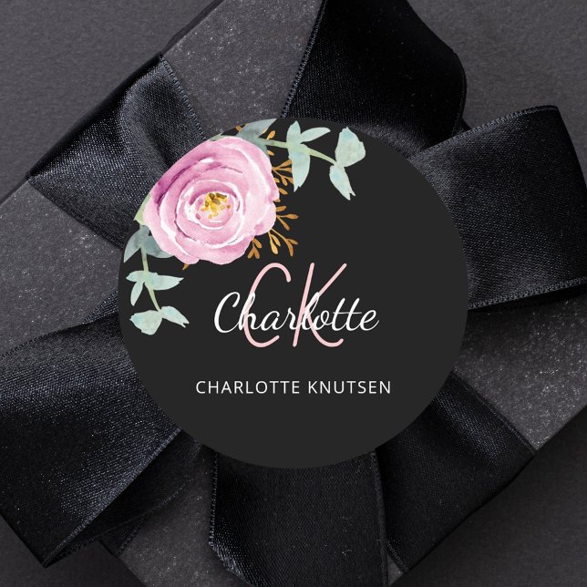 Schwarzer Rosa Blüteneukalyptus vielen Dank Runder Aufkleber (Von Creator hochgeladen)