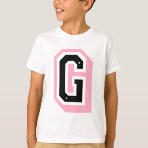 schwarzer rosa Buchstabe G T-Shirt