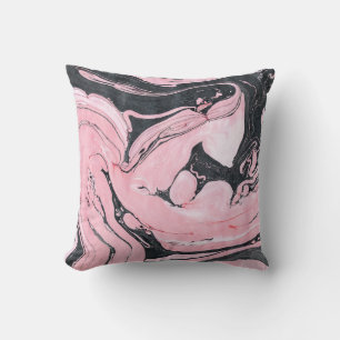 Schwarzer rosa Marmor: Abstrakte Kunst Kissen