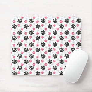 Schwarzer Rosa Pfotenabdruck Hundebesitzer Welpenl Mousepad