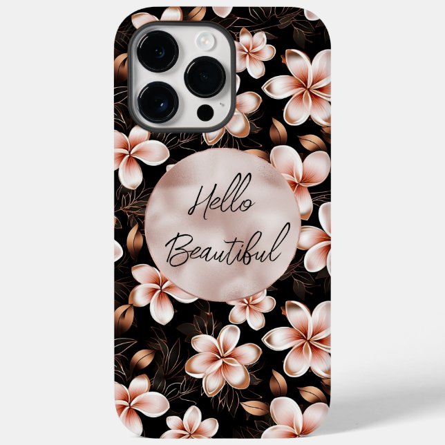 Schwarzer Rosa Rosa Rose Gold Floral Case-Mate iPhone Hülle (Rückseite)