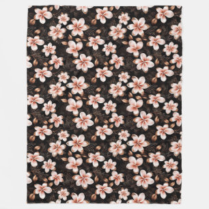 Schwarzer Rosa Rosa Rose Gold Floral Fleecedecke