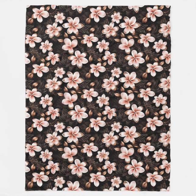 Schwarzer Rosa Rosa Rose Gold Floral Fleecedecke (Vorderseite)