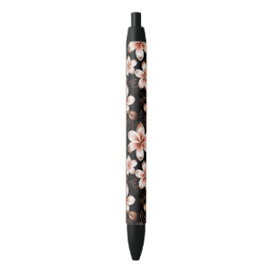 Schwarzer Rosa Rosa Rose Gold Floral Kugelschreiber