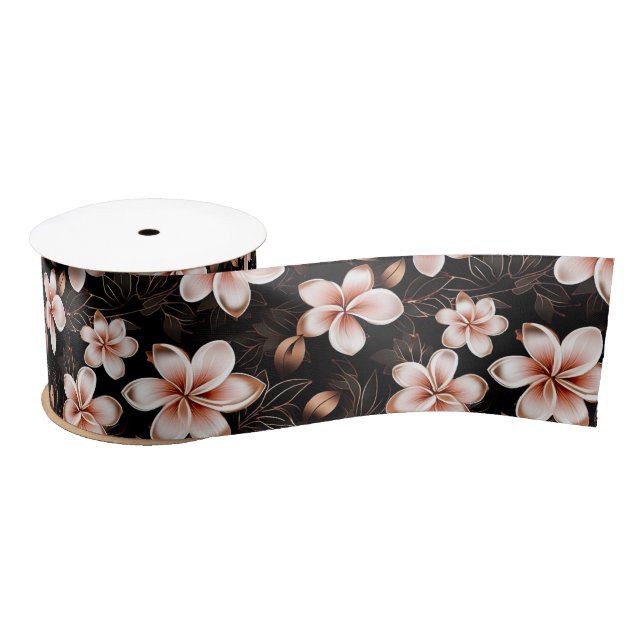 Schwarzer Rosa Rosa Rose Gold Floral Satinband (Spule)