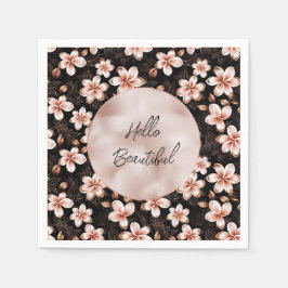 Schwarzer Rosa Rosa Rose Gold Floral Serviette