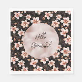 Schwarzer Rosa Rosa Rose Gold Floral Serviette