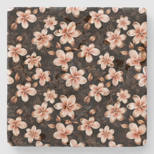 Schwarzer Rosa Rosa Rose Gold Floral Steinuntersetzer